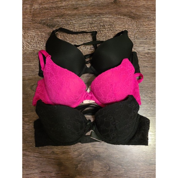 Bra Bundle 3 Pack Black &‎ Pink Push Up Everyday Bras - Picture 1 of 4